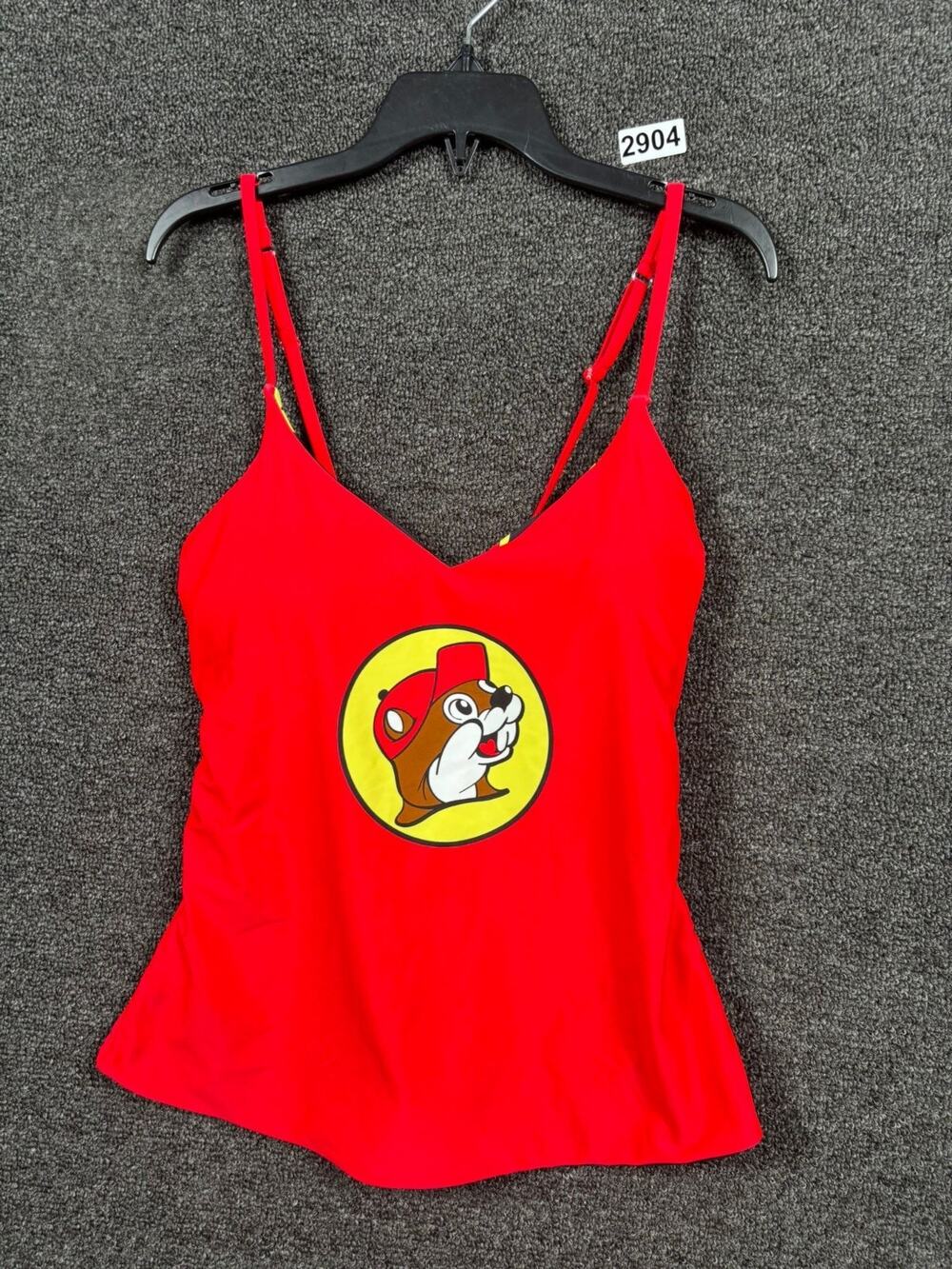Buc-ee's Tankini Top Swimwear Womens Size S Red Logo Print Summer